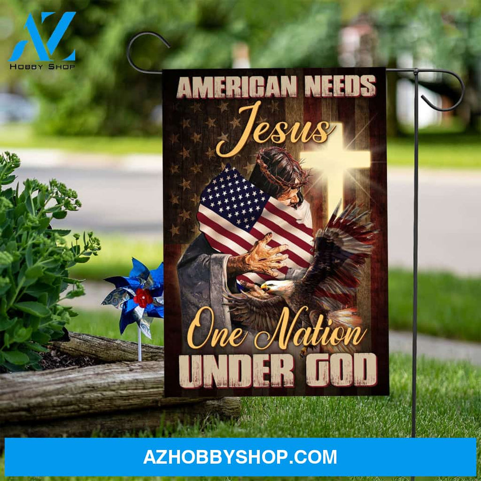 Jesus, Eagle, American flag - American needs Jesus, One nation under God Flag