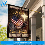 Jesus, Eagle, American flag - American needs Jesus, One nation under God Flag
