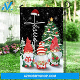 Jesus - Gnome on Christmas, Jesus, Christmas tree Flag