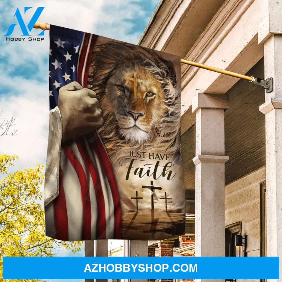 Jesus hand, The Lion of Judah, US flag, Just have faith - Jesus Flag