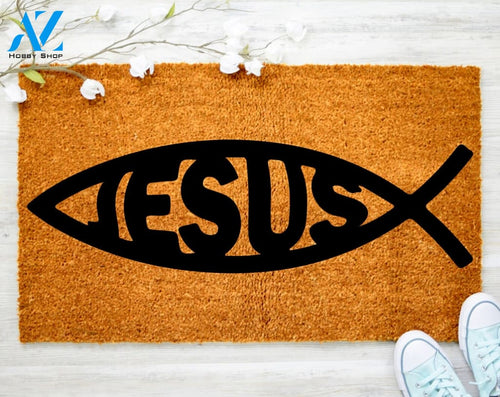 Jesus Ichthys Faith Christ Doormat There is everything possible Doormat Housewarming Doormat Coir doormat