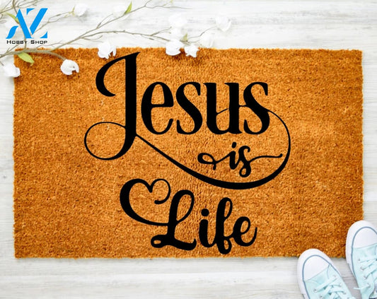 Jesus is a life Faith Christ Doormat There is everything possible Doormat Housewarming Doormat Coir doormat