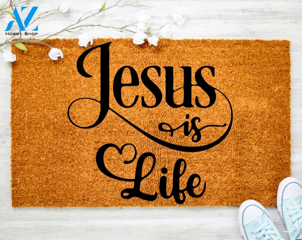 Jesus is a life Faith Christ Doormat There is everything possible Doormat Housewarming Doormat Coir doormat
