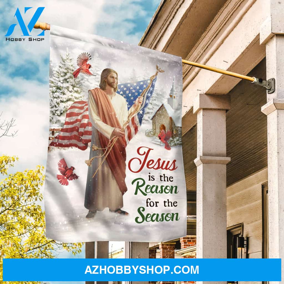 Jesus is King, Big US flag, Cardinal painting, Jesus is the reason for the season - Jesus Flag