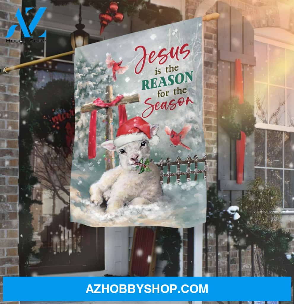 Jesus is the reason for the season - Cardinal, Baby lamb painting Flag