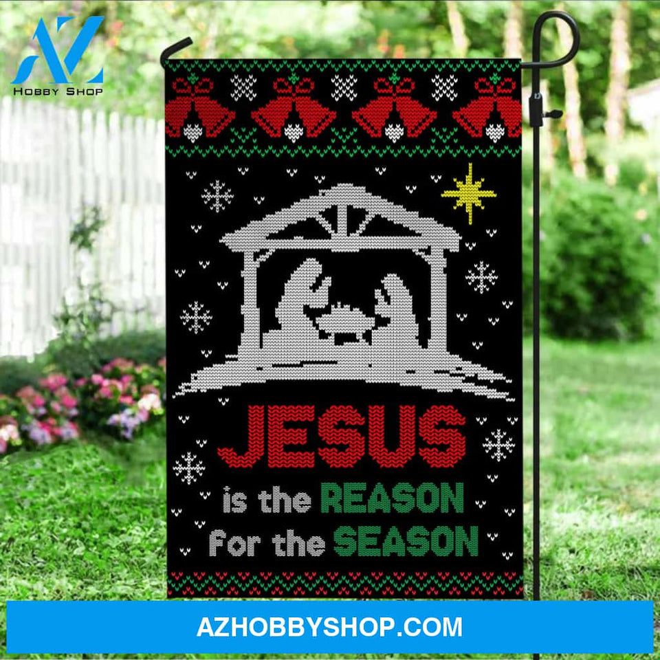 Jesus is the reason for the season - Jesus, Christmas night, Brocade Flag