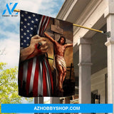 Jesus on the cross drawing, Jesus hand, US flag, Sunset painting - Jesus Flag