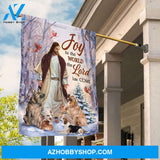 Jesus painting, Cute dog drawing, Red cardinal, Joy to the world, the Lord has come - Jesus Flag