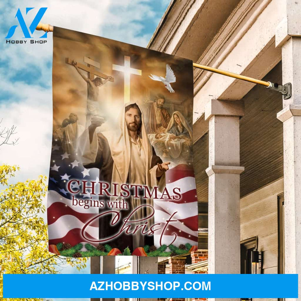 Jesus painting, Holy spirit dove, Christ the redeemer, Christmas begins with Christ - Jesus Flag