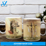 Jesus painting, Infinite halo, Wooden cross, Be still and know that I am God - Jesus AOP Mug
