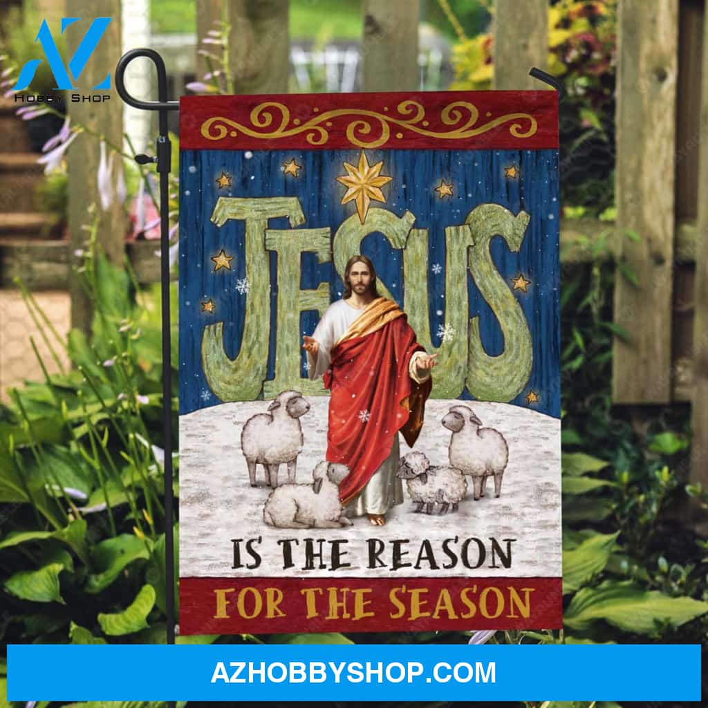 Jesus painting, Lamb of God, Winter season, Jesus is the reason for the season - Jesus Flag