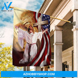 Jesus painting, Lion king, King of Kings, Lord of Lords, Wooden cross - Jesus Flag