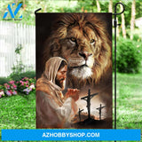 Jesus painting, Lion of Judah, Cross symbol, Pray for healing - Jesus Flag