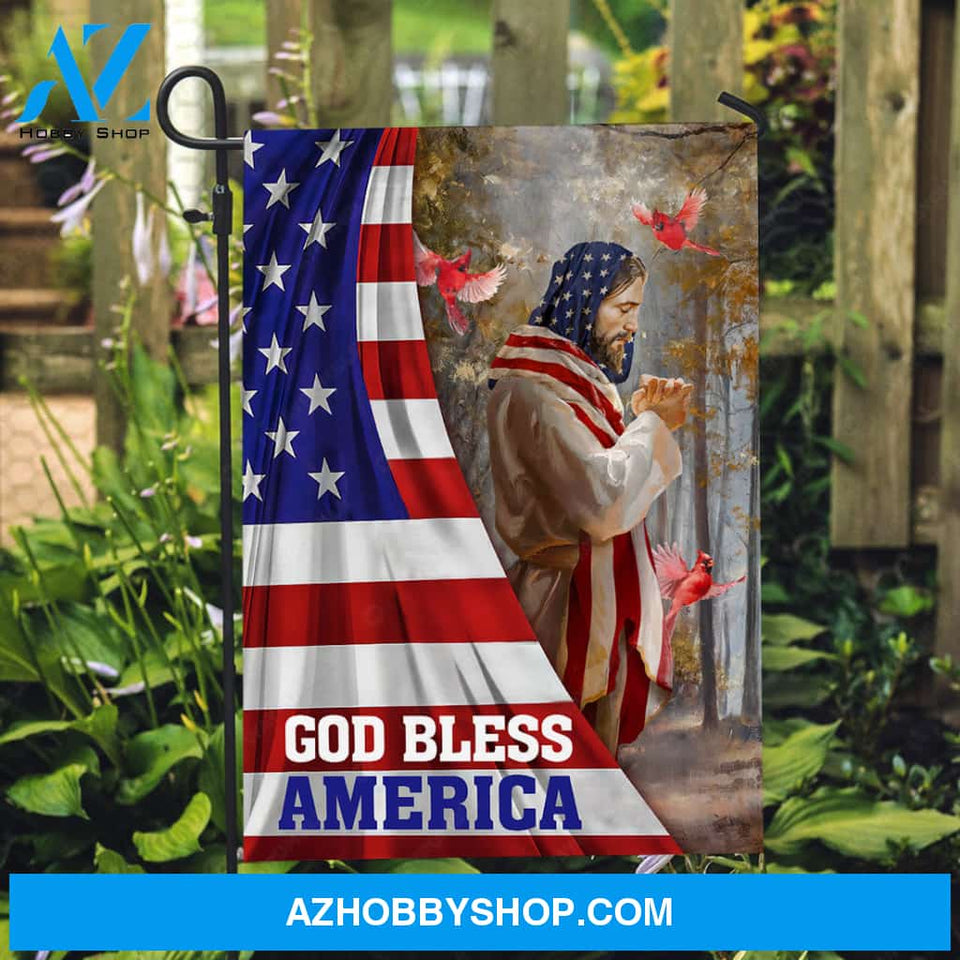 Jesus painting, Pray for healing, Red cardinal, God bless America - Jesus Flag