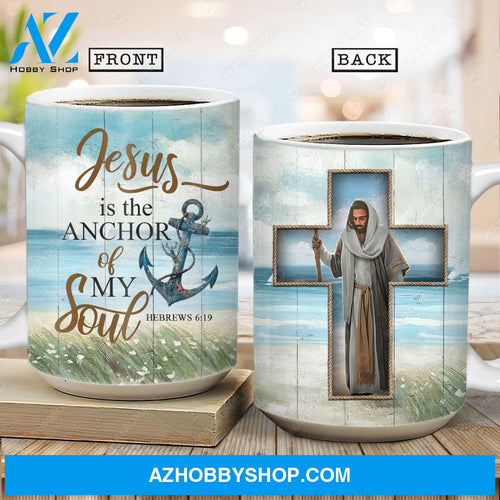 Jesus painting, The cross, Sea beach, Jesus is the anchor of my soul - Jesus AOP Mug