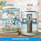 Jesus painting, The cross, Sea beach, Jesus is the anchor of my soul - Jesus AOP Mug