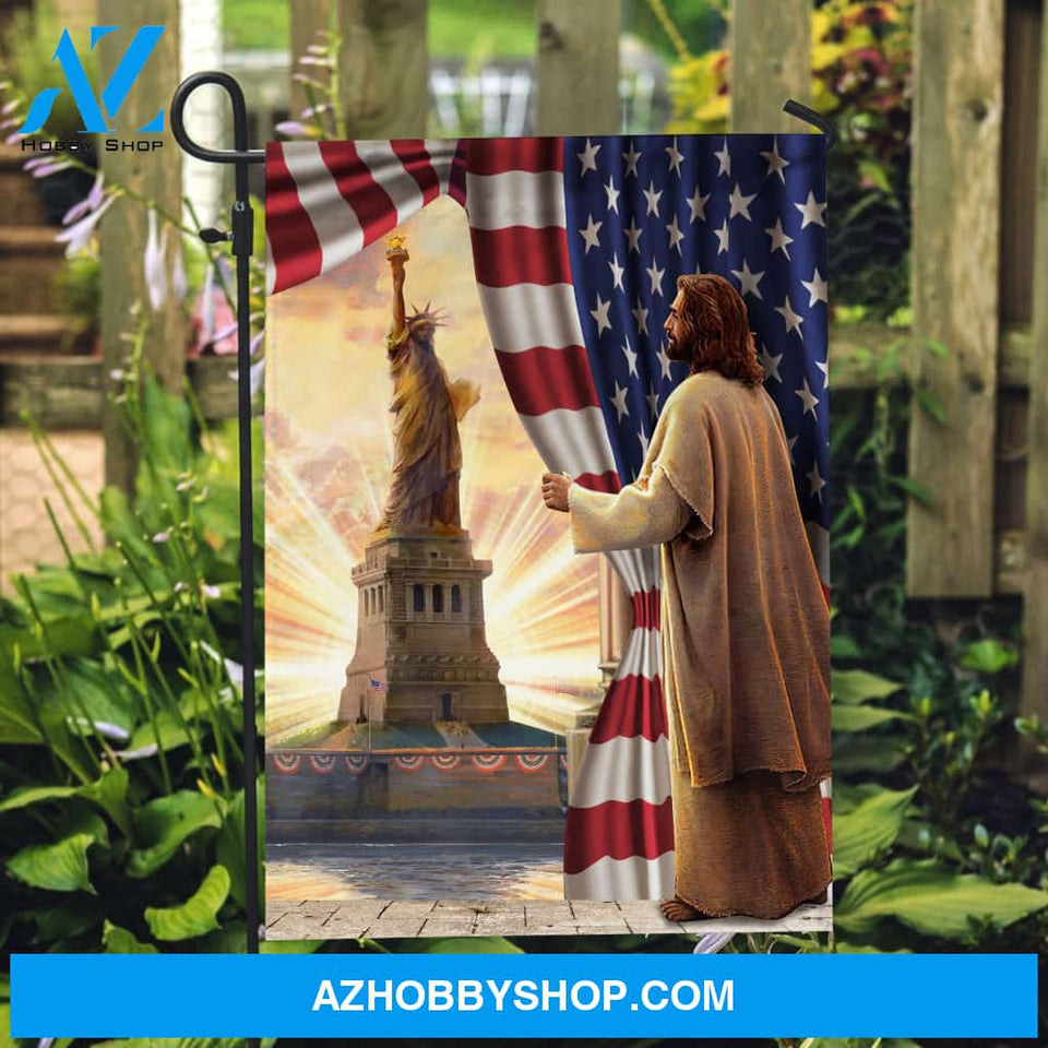 Jesus painting, The statue of liberty - Jesus, US Flag