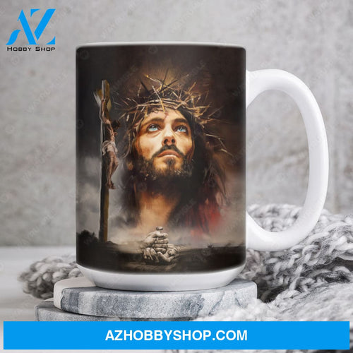 Jesus portrait, The life of Jesus, Take my hand, Wooden cross - Jesus AOP Mug