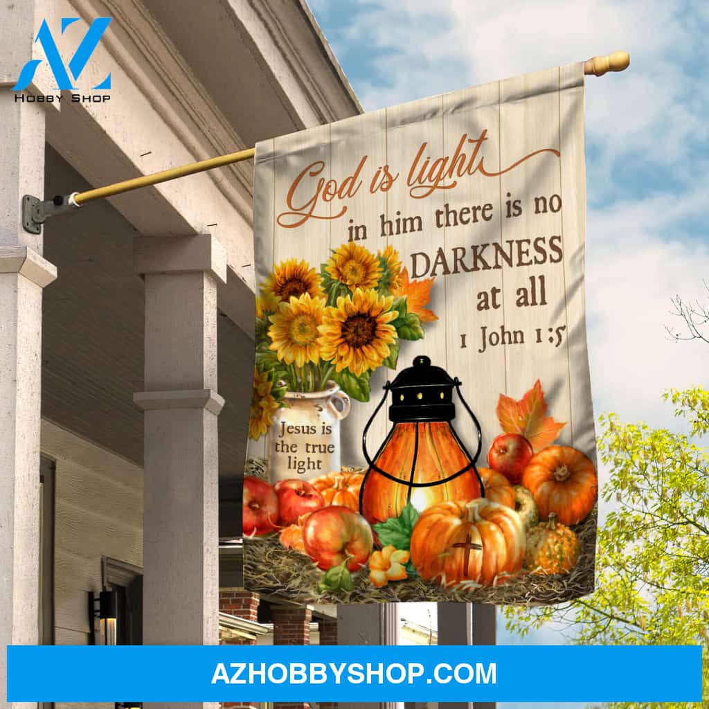 Jesus - Pumpkins and sunflower - God is light in him there is no darkness at all - Flag