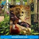 Jesus shepherd, Lion king, Lambs of God, US eagle, Be still I am God - Jesus Flag