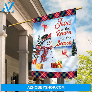 Jesus - Snowman in Christmas - Jesus is the reason for the season - Flag