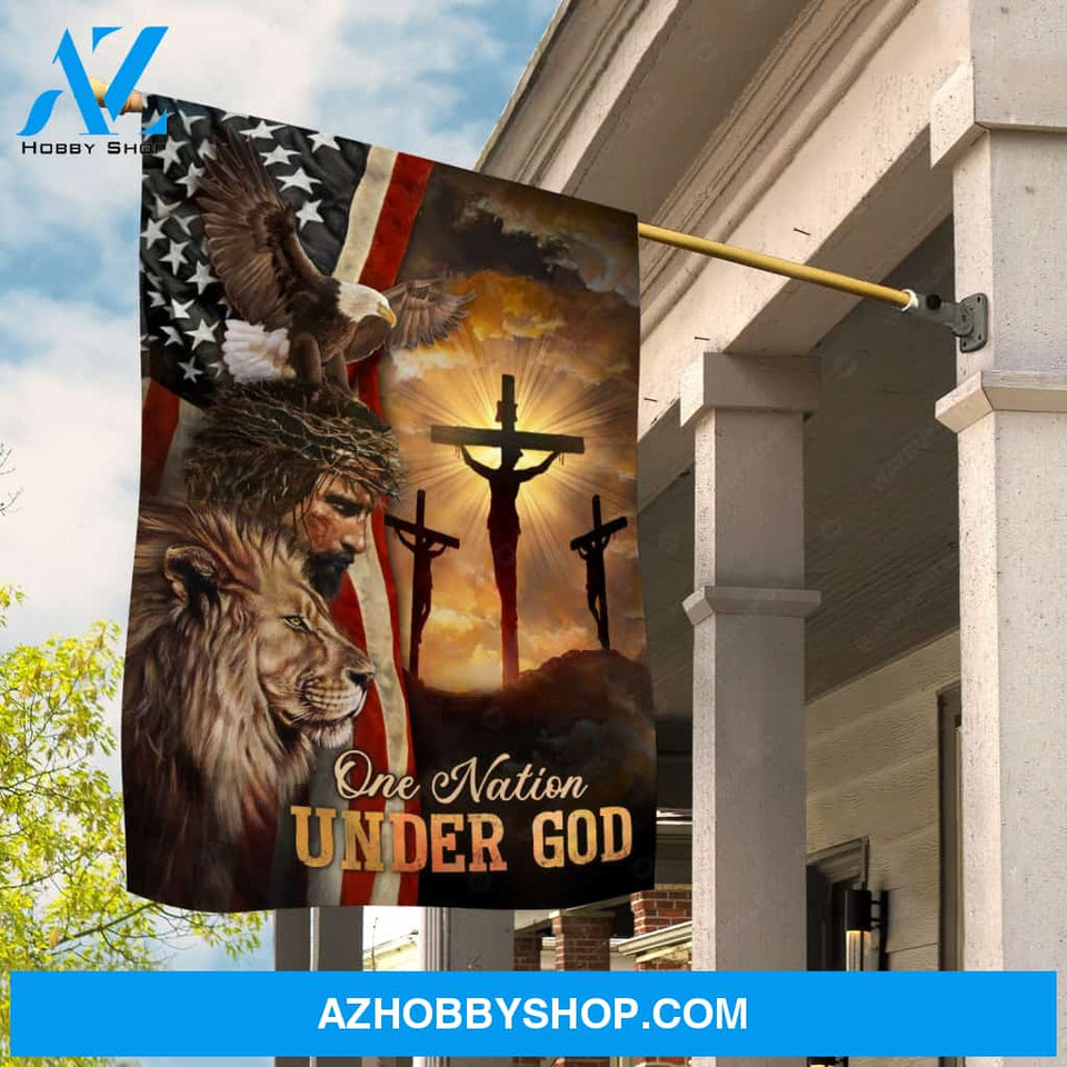 Jesus symbol, The life of Jesus, Lion King, Eagle, One nation under God - Jesus Flag