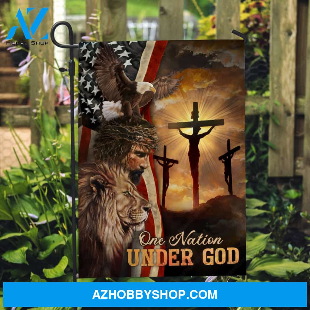 Jesus symbol, The life of Jesus, Lion King, Eagle, One nation under God - Jesus Flag
