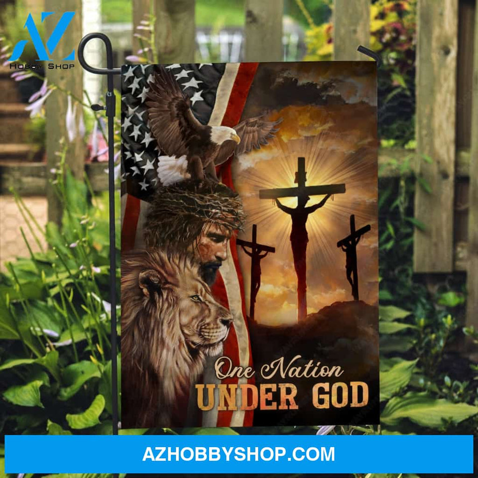 Jesus symbol, The life of Jesus, Lion King, Eagle, One nation under God - Jesus Flag
