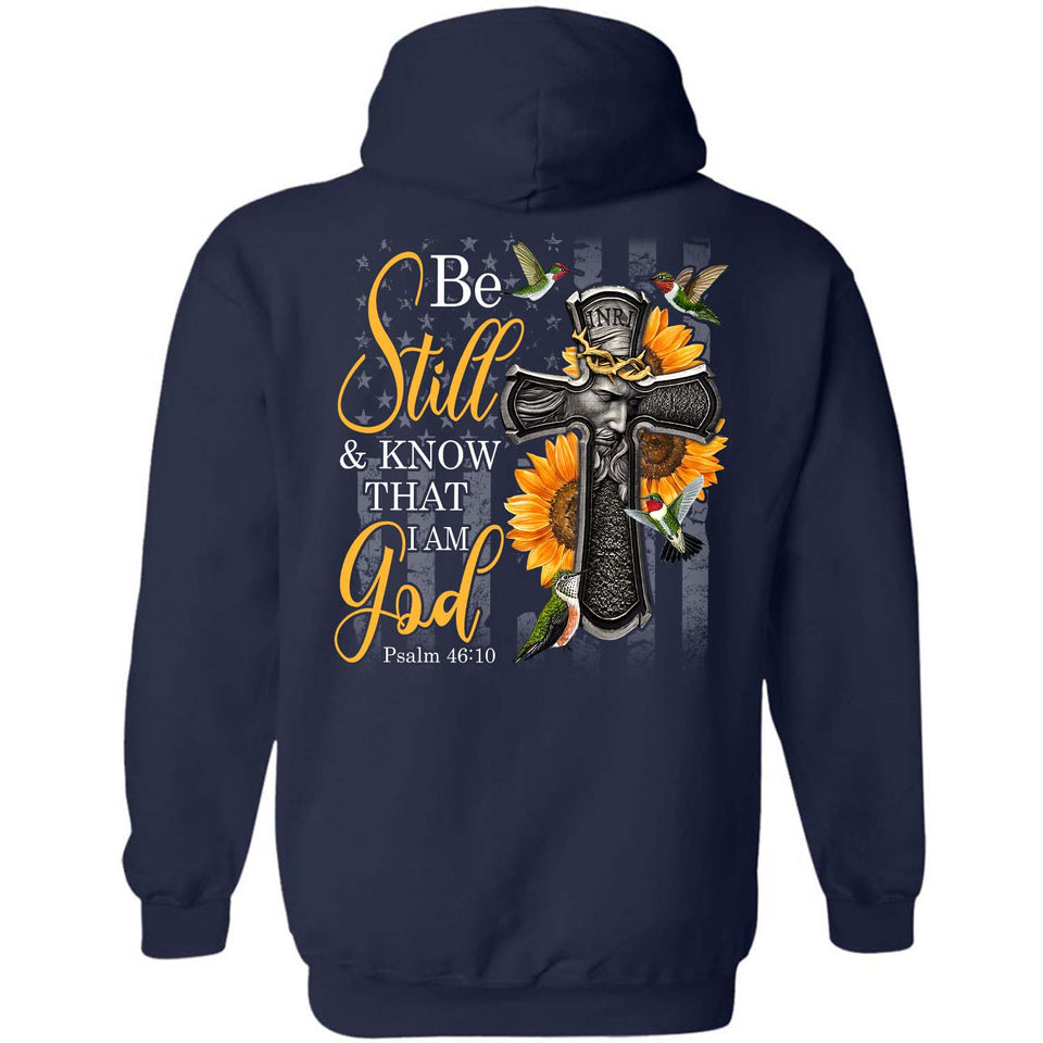 Jesus and the cross - Be still and know that I am God - Back-printed Apparel