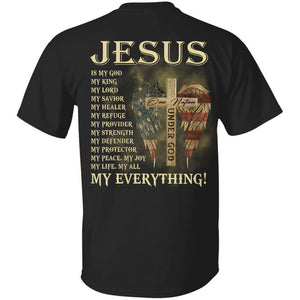 Jesus - Cross and U.S flag wing - Jesus is my everything - Back-printed Apparel