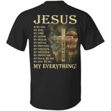 Jesus - Cross and U.S flag wing - Jesus is my everything - Back-printed Apparel