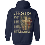 Jesus - Cross and U.S flag wing - Jesus is my everything - Back-printed Apparel