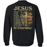 Jesus - Cross and U.S flag wing - Jesus is my everything - Back-printed Apparel