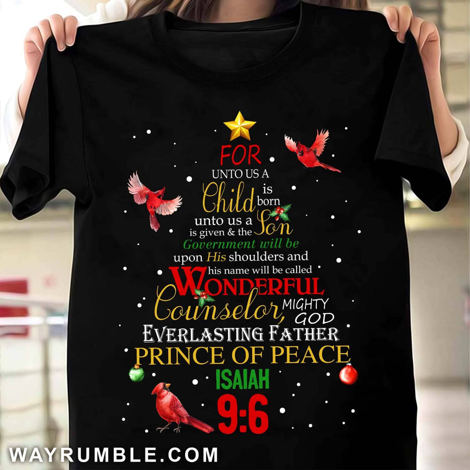 Unique Christmas tree, Red cardinal, Prince of peace - Jesus Apparel
