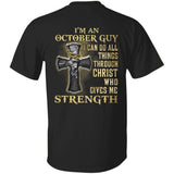 Jesus with cross - I'm a October guy - Back-printed Apparel