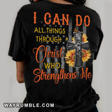 Amazing Cross, sunflower, US flag I can do all thing through Christ - Jesus Back-printed Apparel