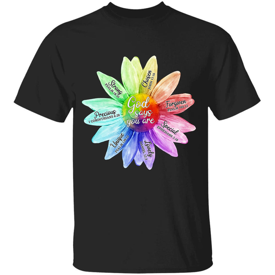 Jesus - Colorful sunflower - God says you are - Apparel