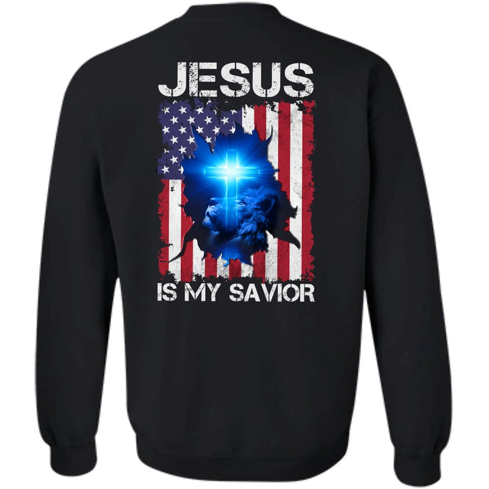 Jesus - Lion looking at the Cross - Jesus is my savior - Back-printed Apparel