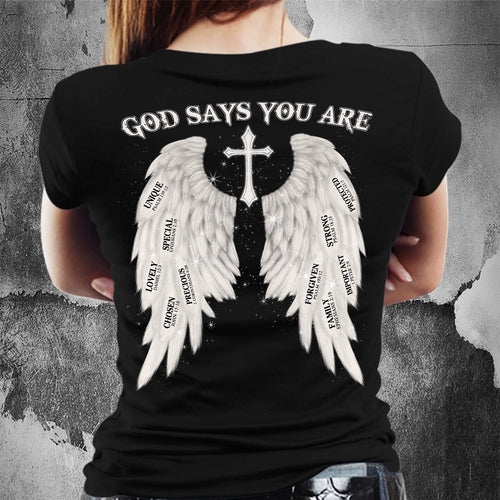 Cross wing- God says you are - Jesus Back-printed Apparel