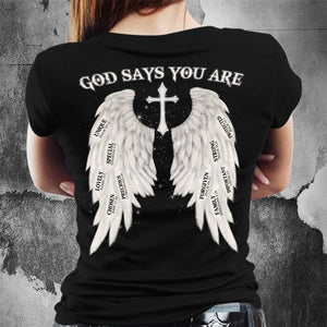 Cross wing- God says you are - Jesus Back-printed Apparel
