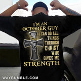 Jesus with cross - I'm a October guy - Back-printed Apparel