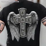 Jesus - Cross with wing - Amazing grace - Back-printed Apparel