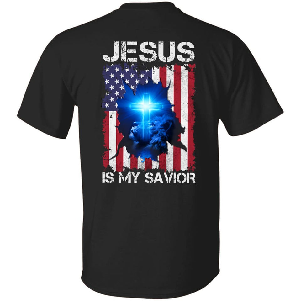 Jesus - Lion looking at the Cross - Jesus is my savior - Back-printed Apparel
