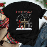 Cross, Snowman, Christmas begins with Christ - Jesus Apparel