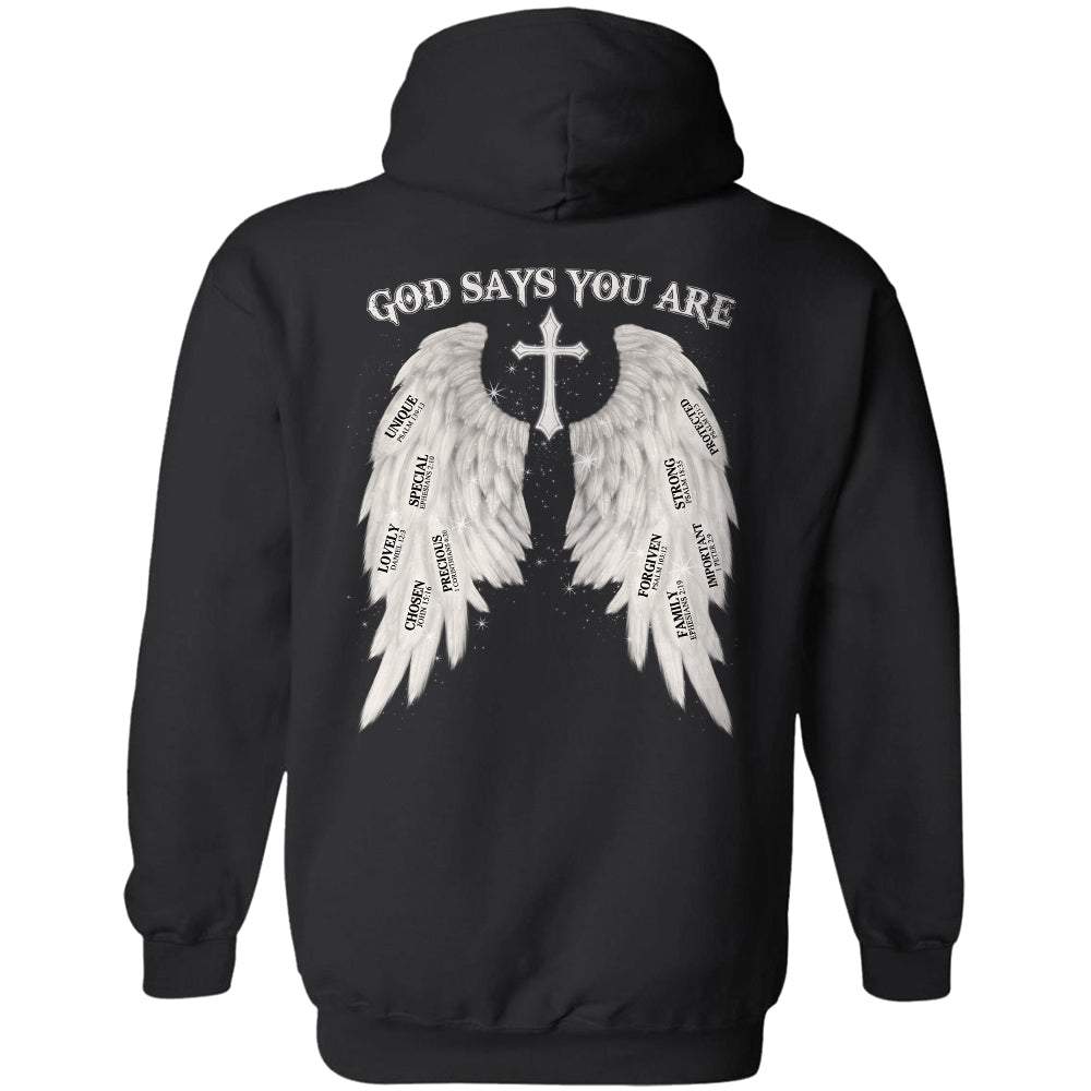 Cross wing- God says you are - Jesus Back-printed Apparel