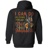 Amazing Cross, sunflower, US flag I can do all thing through Christ - Jesus Back-printed Apparel