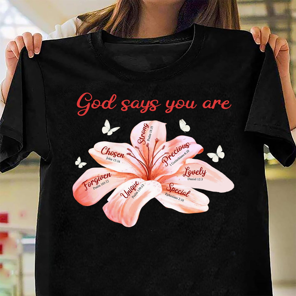 Lily with butterfly - God says you are - Jesus Apparel