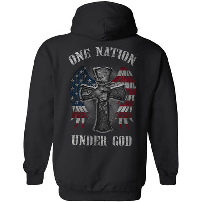 Jesus - Cross with U.S flag wing - One nation under God - Back-printed Apparel