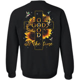 Jesus - Cross and sunflower - God is good all the time - Back-printed Apparel