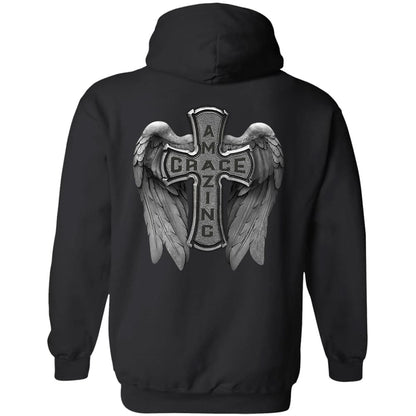 Jesus - Cross with wing - Amazing grace - Back-printed Apparel